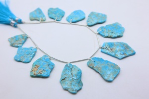 Natural Arizona Turquoise 11pcs Smooth Rough <b>Face</b> Drill Beads Loose Gemstone for Jewelry Making - Product Image 3