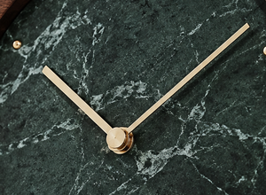 Minimalist Circular Wood Desk <b>Clock</b> With Green Marble Face Silent Quartz Movement - Product Image 2