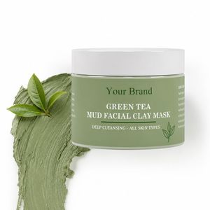 Mascarilla facial de arcilla de té verde purificante y de limpieza profunda con logotipo personalizado para rostro y cuerpo OEM/ODM - Product Image 2