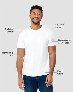 Men's <b>White</b> Cotton T-Shirt Short Sleeve O-Neck Casual Jersey Knitted Solid Color Blank <b>Tee</b> with Logo Option - Product Image 5