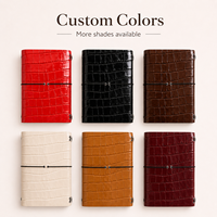 Couverture de carnet en cuir gaufré crocodile personnalisée A5, cahier rechargeable à trois volets avec sangle, cadeau de luxe en gros avec cordon élastique