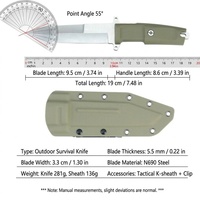 Couteau tactique de survie à lame fixe en acier inoxydable avec manche en ABS, qualité industrielle, pour camping, extérieur, jungle, option logo personnalisé