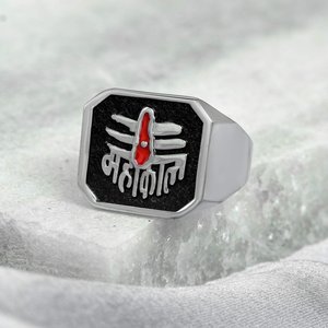 Anillo Plateado con Grabado del Dios Shiva Mahakal, Joyería Espiritual para Hombres y Mujeres - Product Image 5