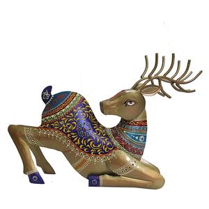 Juego de 2 Ciervos Sentados Pintados en Hierro de Alta Calidad, Decoración Tradicional para el Hogar, Estatuas de Hierro Hechas a Mano y Ecológicas - Product Image 4