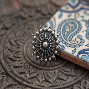 DIVYORO ANTIQUE BRASS DISC <b>TOE</b> <b>RING</b> for WOMEN with OXIDIZED SILVER PLATING-CASUAL - Product Image 2