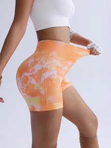 Custom Wholesale Womens Seamless Gym Impact Shorts Hidden Scrunch Butt Lifting Tie Dye High Waist <b>Tummy</b> <b>Control</b> Yoga Shorts - Product Image 2