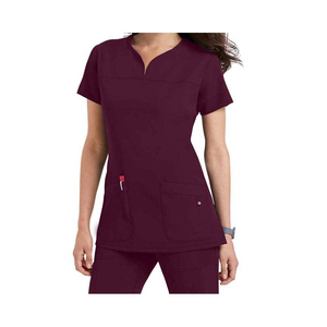 Top Pants Woven Fabric <b>Nurse</b> Scrubs Fashionable Woven Fabric Nursing Scrubs Short Sleeve Stretchy Medical Scrub Uniform Set - Product Image 1