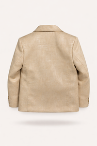 Blazer doré texturé pour garçons, veste de costume formelle à simple boutonnage avec revers cranté en tissu peigné, idéal pour les fêtes et banquets - Product Image 2