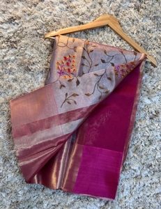 Sari de Tela Banarasi Bordado KV (Rosa) - Product Image 5