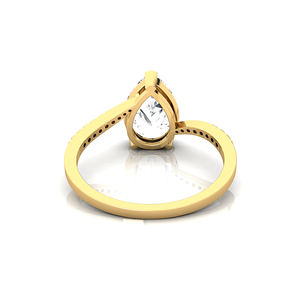 Bague solitaire personnalisée en or massif 18K 14K certifiée IGI, jaune, 2 carats, forme bypass, diamant taille poire VVS2 CVD HHPT, sertissage à griffes - Product Image 6