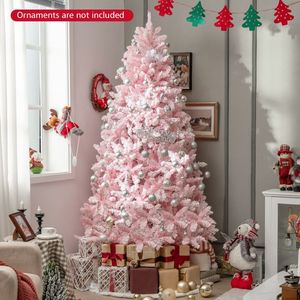 7 Feet Flocked Artificial Christmas Tree with 500 LED <b>Lights</b> and 1200 <b>Branches</b> Christmas Decorations Product - Product Image 4