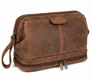 Sac de voyage vintage en cuir véritable avec compartiment à chaussures, fonction de suspension, grande capacité, poignée souple, écologique, pour cosmétiques - Product Image 2
