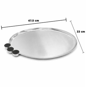 Plateau de service en métal avec finition noire mate pour usage domestique et hôtelier, élégant et durable, pour servir les aliments sur table, en gros chez White Royals - Product Image 2
