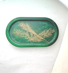 ถาดวางของตกแต่งทางเข้าบ้านทำจากเรซิ่นเซรามิกสีเขียว ดีไซน์ธรรมชาติ ใช้เป็นที่เก็บของจุกจิก หรือใส่เครื่องประดับ - Product Image 2