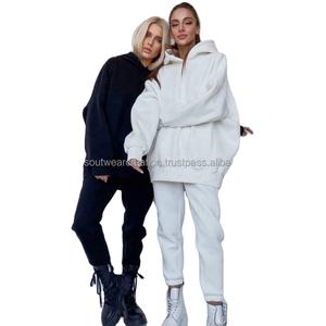 Sudaderas con capucha y joggers para mujer de talla grande, conjunto de 2 piezas, diseños de Bordado de lana de poliéster 100% de peso pesado para invierno - Product Image 1