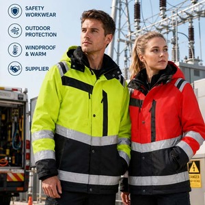 ZOHSUB POWER INDUSTRY Security ANSI Class 1 Waterproof Long Sleeve Safety Jacket LED Flash Reflective Shirt <b>Yellow</b> Orange - Product Image 3