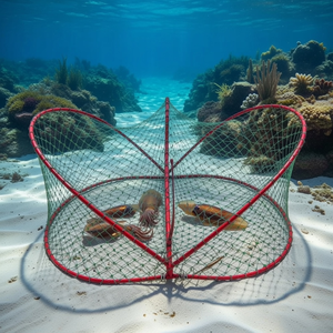 SOTAVILLE Cage de pêche pliable en acier galvanisé haute résistance, monofilament PE, épaisseur 5,5/6,9 mm, longue durée, pour crabes et poissons - Product Image 4