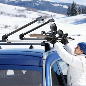Portasci e Portasnowboard da Tetto, Capacità 6 Sci e 4 Snowboard, 2 Pezzi, in Alluminio, Universale, Supporto Superiore per Tetto Auto, Pratico - Product Image 2