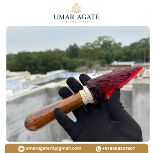 มีดแกะสลักจากหินอาเกตสีแดงคุณภาพพรีเมียม พกพาสะดวก ด้ามไม้ งานฝีมือสวยงาม เหมาะเป็นของขวัญสำหรับการใช้งานทางจิตวิญญาณ - Product Image 2