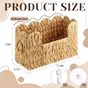 Panier mural bohème tressé à la main en jacinthe d'eau naturelle, écologique et durable, pour magazines et livres - Product Image 3