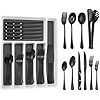8-Person 53PCS Black Silverware Set with Cutlery Drawer Organizer Premium <b>Dinnerware</b> Sets - Product Image 1