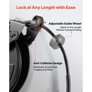 Heavy-Duty 50 ft X 3/8 Inch Auto-Rewinding Steel Washer <b>Hose</b> Reel 4000PSI Max Flexible <b>Wall</b>/Floor <b>Mounted</b> Model D0100X3WXSJ - Product Image 3