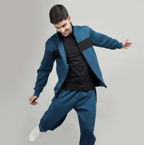 <b>Men</b>’s Zip Up Tracksuit Set – Color Block Sportswear <b>Jacket</b> & Jogger Set Custom Logo Casual Athletic Two Piece - Product Image 2