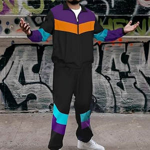 Conjunto Deportivo de los 90 para Hombre, Disfraz de Halloween, Chaqueta Cortavientos de los 70, Traje Deportivo de 2 Piezas, Moda Urbana Retro Hip Hop, Estilo Atlético - Product Image 4