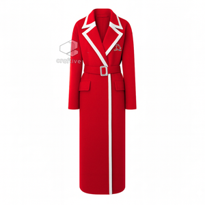 Delta |   Sigma |   Manteau long en laine Theta Sorority pour femme, trench-coat ceinturé, design à revers universitaires, coupe ajustée, manteau d'hiver - Product Image 1