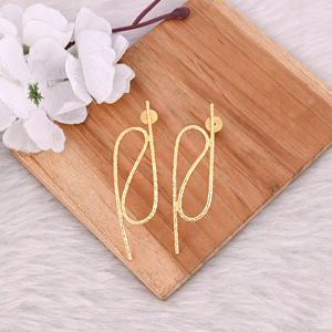 Pendientes de Botón de Latón Simple, Hechos a Mano, con Baño de Oro Amarillo, Joyería, Regalos, Fabricante Mayorista Personalizado - Product Image 2
