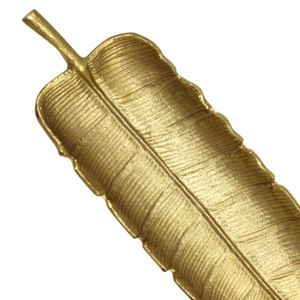 Plateau de service personnalisé en métal de luxe en forme de feuille pour la présentation de la vaisselle de table, en or brillant et en nickel brillant argenté - Product Image 3