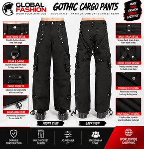 Pantalon de mode gothique personnalisé de haute qualité, unisexe, ample, style streetwear, respirant, taille ajustable, multi-poches - Product Image 5