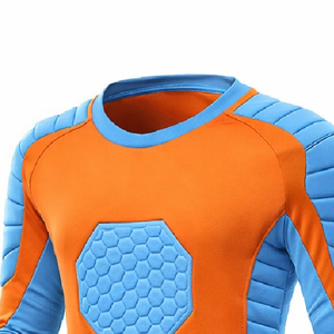 Maillot de football rembourré orange et bleu pour homme, manches longues, col rond, ajusté, en polyester, imprimé géométrique - Product Image 2