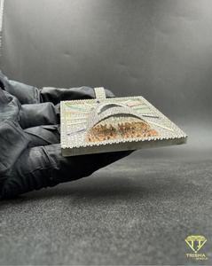Premium <b>Square</b> Fish Mouth Pendant with Moissanite Diamonds in Solid 925 Silver pendant - Product Image 4
