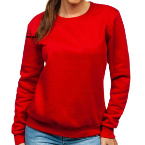 เสื้อสเวตเชิ้ตคอกลมสีแดง ทรงปกติ ผ้าถักเนื้อฝ้าย สีพื้น ใส่ได้ทั้งชายและหญิง สไตล์ลำลอง สำหรับใส่ในฤดูใบไม้ร่วง - Product Image 1