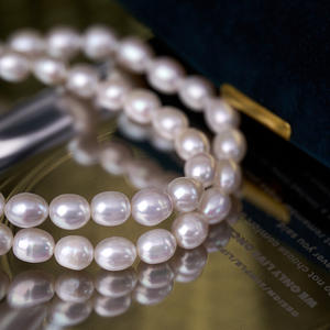 สร้อยคอรูปทรงข้าวสารออโรร่า ขนาด 7 มม. พร้อมไข่มุก DIY ขนาด 3 มม. คุณภาพพรีเมียม หรูหรา ระยิบระยับ ขายส่ง สร้อยคอไข่มุกพรีเมียม - Product Image 2