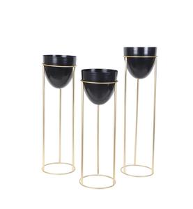 Modern Gold Plated Metal Flower <b>Stands</b> Set Black Planters Indoor Decorative <b>Vases</b> Minimalist Design for Home Use - Product Image 5