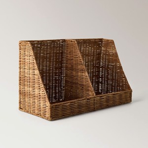 Rustic Rattan Magazine Holder Woven Book <b>Storage</b> Basket Handcrafted Decorative <b>File</b> Organizer Perfect For Kids Room - Product Image 2