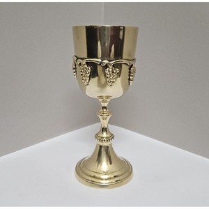Classic Brass <b>Goblet</b> With Grape Design Round <b>Wine</b> Cup Handmade Gold Rimmed for Wedding Decorative Use - Product Image 5