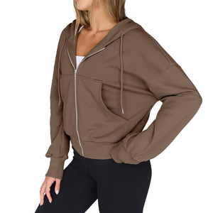Sudadera Corta de Mujer de Alta Calidad, Estilo Casual Urbano, Hombros Caídos, Transpirable, Ecológica, Tejida, Personalizada, a Bajo Precio - Product Image 5
