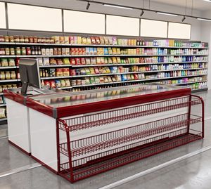 Comptoir de caisse One Tech 1,5 m pour supermarché, corps en acier thermolaqué, plateau en acier inoxydable, pour magasin de détail au Vietnam - Product Image 1