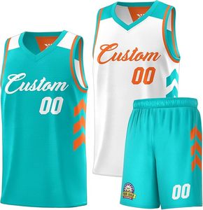 Maillots de basket-ball personnalisés respirants à manches courtes avec logo frontal, impression par transfert thermique 2025 - Product Image 2