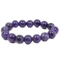 Bracelet extensible classique pour femme en améthyste naturelle de 8 mm, pierres rondes, certifié par un tiers, pour usage quotidien, serti en cercle