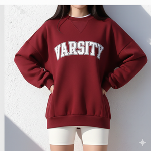 Sudadera de Invierno para Mujer, Diseño Personalizado, Tejida, Larga, Oversize, Cuello Alto Simulado, Forrada, Ecológica, con Insignia, de Secado Rápido - Product Image 1