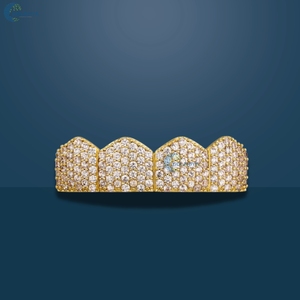 Grillz Hip Hop en or blanc 14 carats avec diamants de laboratoire sertis, 4 dents supérieures et 4 dents inférieures, pour homme - Product Image 5
