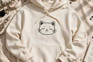 Sweat-shirt à capuche noir pour homme avec imprimé chat de dessin animé, coupe classique, en molleton de coton, décontracté, écologique, avec poche - Product Image 4