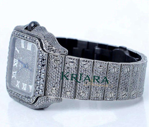 Good Selling KRIARA <b>Black</b> Square Moissanite Diamond <b>Mens</b> <b>Watch</b> Stainless Steel Wristwatch for Wedding Business Office and Every - Product Image 2