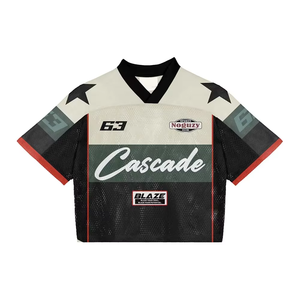 เสื้อยืดสไตล์สตรีทแวร์ ดีไซน์ส่วนตัว พิมพ์ลายแบบซับลิเมชั่น ระบายอากาศได้ดี ทรงโอเวอร์ไซส์ สไตล์เรโทร ลายเสื้อฟุตบอล สำหรับผู้ชาย - Product Image 1