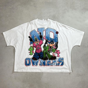 T-shirt en coton épais personnalisé pour fabricant de vêtements, impression sérigraphique, t-shirts oversize, graphiques vintage, coupe carrée, coupe courte, haute qualité - Product Image 3