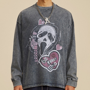 <b>Vintage</b> washed French terry <b>sweatshirt</b> with <b>oversized</b> fit, crew neck, long sleeves and high street hip hop style for men. - Product Image 5